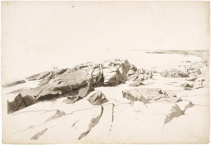 Indian Rock with Two Fishermen